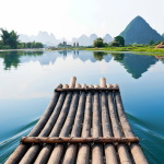 Bamboo rafting in Li River